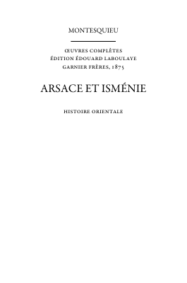 Couverture de Montesquieu - 11 Arsace et Isménie